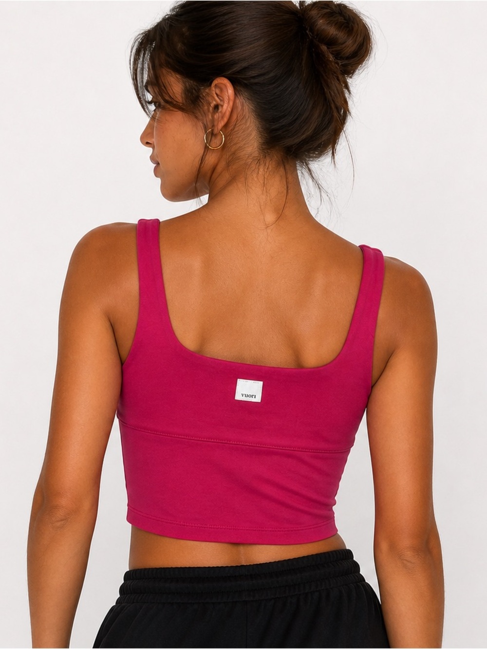Vuori Pink Magenta Cropped Soft Tank Top Built-In Bra Yoga Athletic Size Large